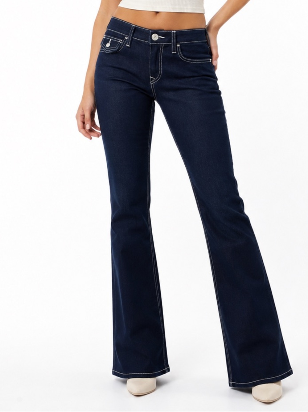 True Religion Joey Low Rise Flare Jeans Womens 30 NWT Dark Blue Rinse stretchy